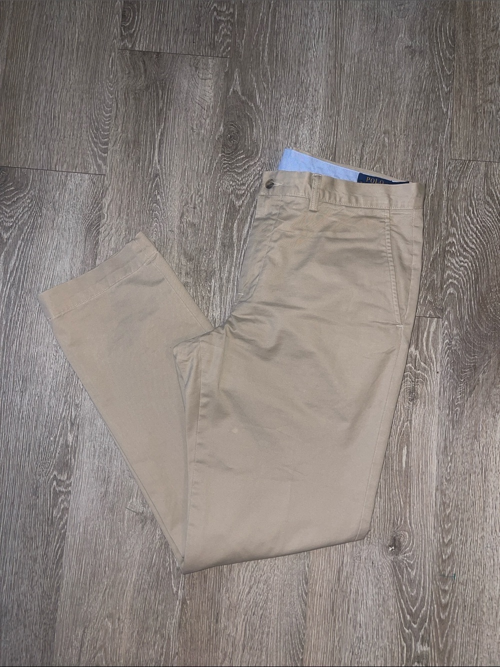 Polo Ralph Lauren chinos khakis slacks pants size 35 x 32 tan stretch straight